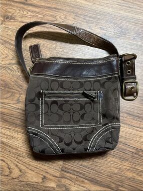 Coach Shoulder Bag Signature Brown Beige Brass Series No. F06I-10402